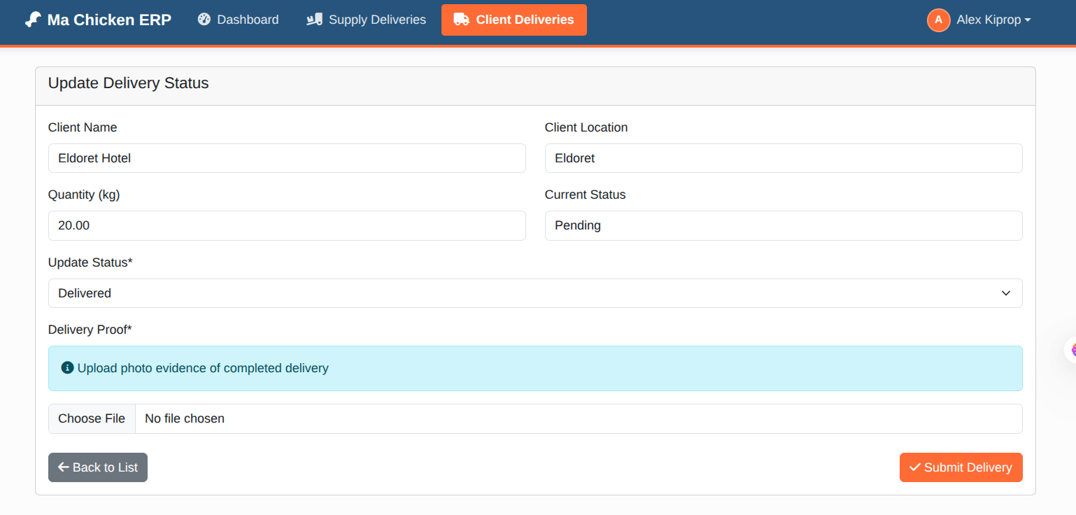 ERP Update Client Deliveries